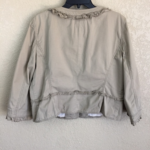 SALE
 Ann Taylor Loft Ruffle Khaki Casual Jacket D2 - Picture 5 of 8